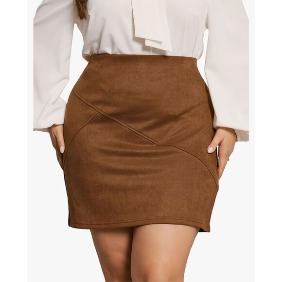 NEW Plus Size Skirt Faux Suede High Waist Mini Skirts 2X - Picture 1 of 5